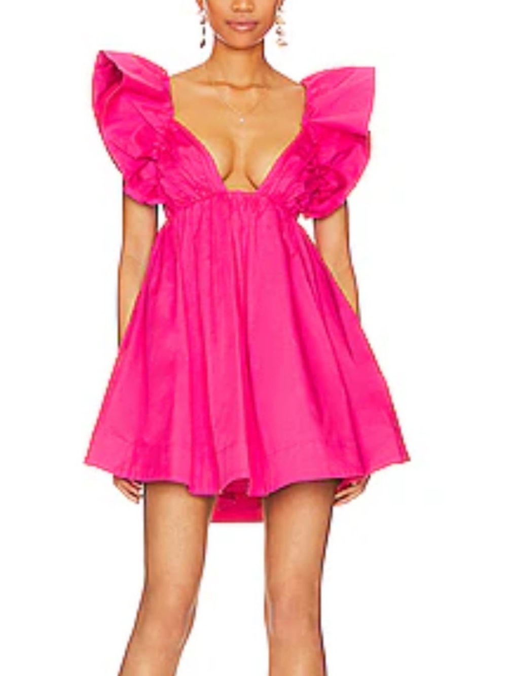 For Love & Lemons Clementine Pink Puff Sleeve Mini Dress Open Back 36970 - Picture 2 of 16